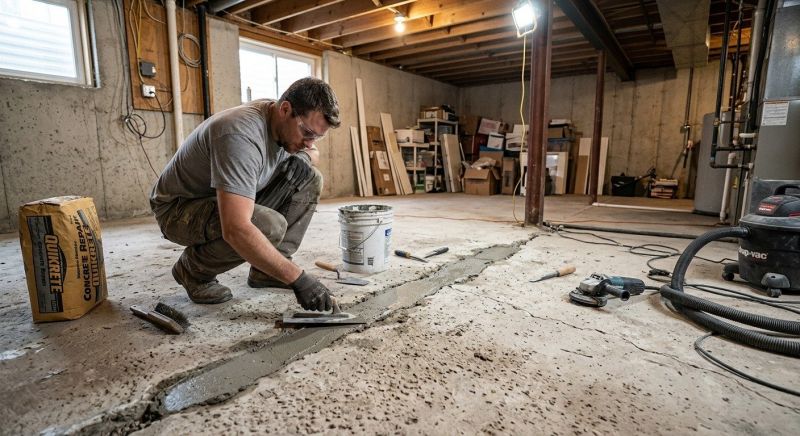 Cracked Basement Floor Repair in Spartanburg, SC